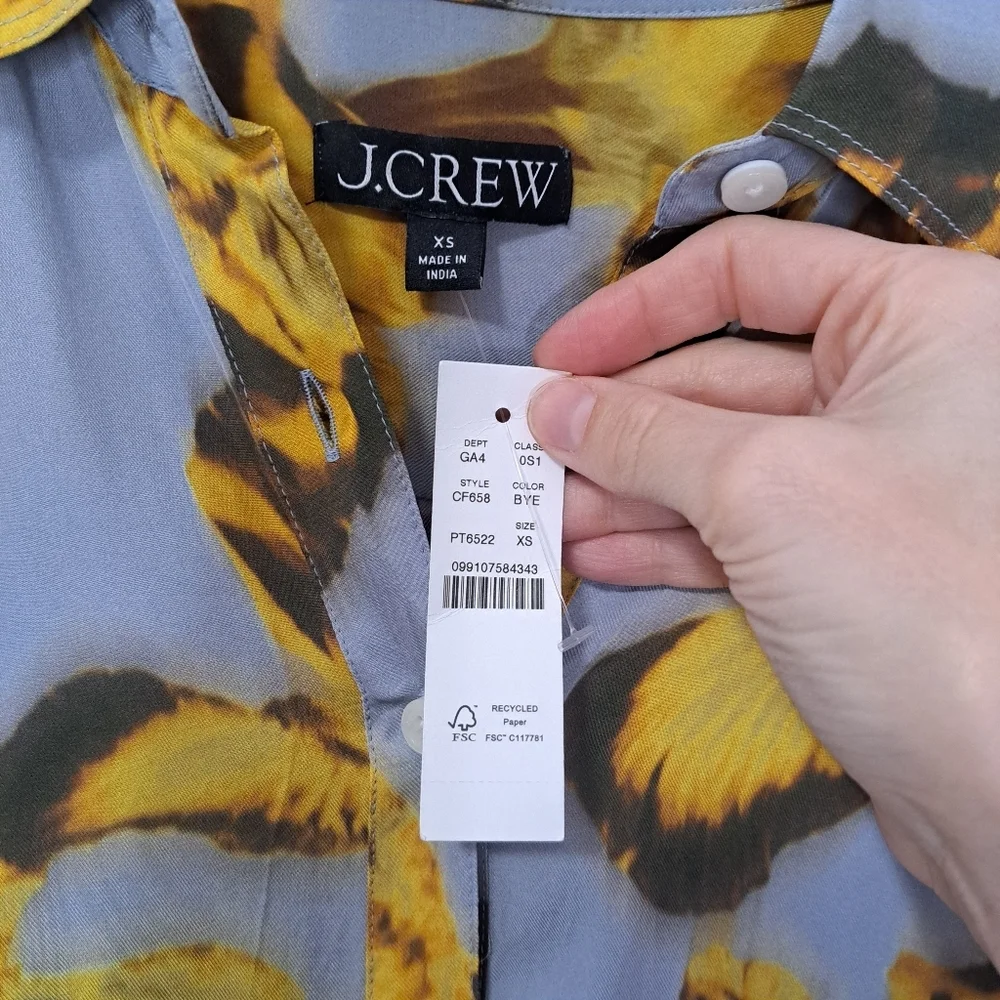 J.Crew Long Amelia Shirt Dress Floral Drapey Viscose Twill NWT XS - Picture 4 of 6